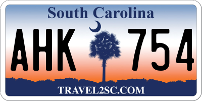 SC license plate AHK754
