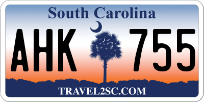 SC license plate AHK755
