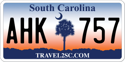SC license plate AHK757
