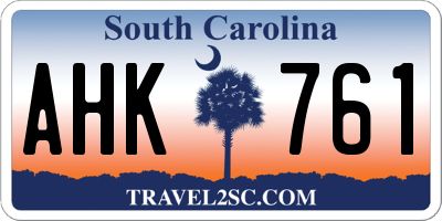 SC license plate AHK761