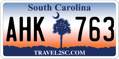 SC license plate AHK763