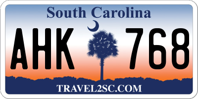 SC license plate AHK768