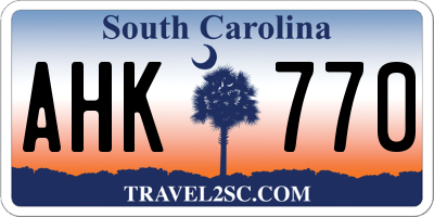 SC license plate AHK770