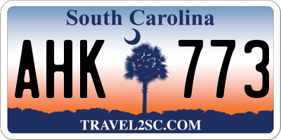 SC license plate AHK773