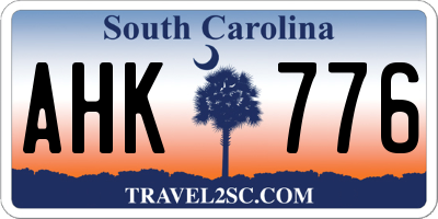 SC license plate AHK776