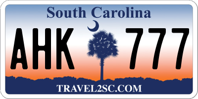 SC license plate AHK777