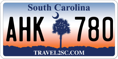 SC license plate AHK780