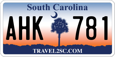 SC license plate AHK781