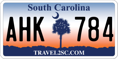 SC license plate AHK784