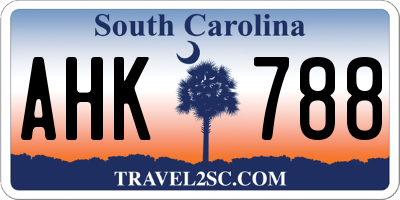SC license plate AHK788