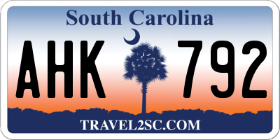 SC license plate AHK792