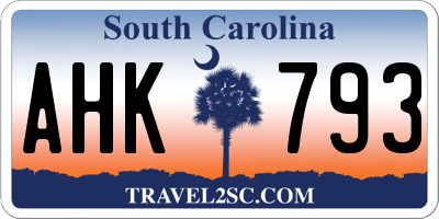 SC license plate AHK793