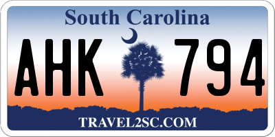 SC license plate AHK794
