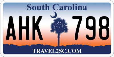 SC license plate AHK798