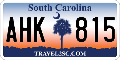 SC license plate AHK815