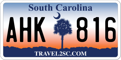 SC license plate AHK816