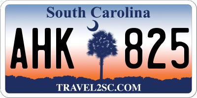 SC license plate AHK825
