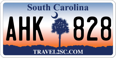 SC license plate AHK828