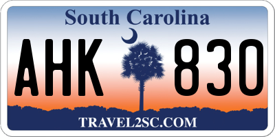 SC license plate AHK830
