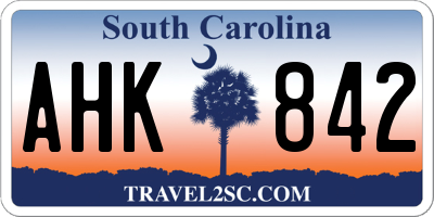 SC license plate AHK842
