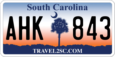 SC license plate AHK843