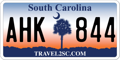 SC license plate AHK844
