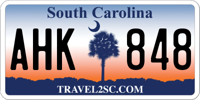 SC license plate AHK848