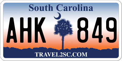 SC license plate AHK849