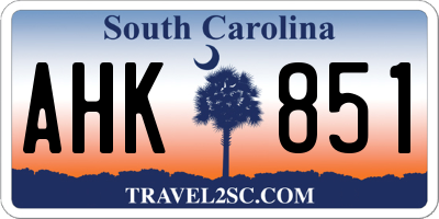 SC license plate AHK851