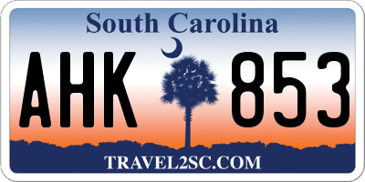 SC license plate AHK853
