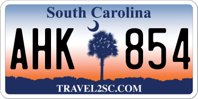 SC license plate AHK854