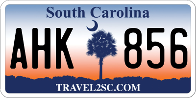 SC license plate AHK856