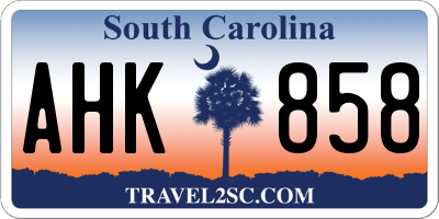SC license plate AHK858