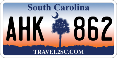 SC license plate AHK862
