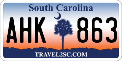 SC license plate AHK863