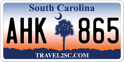 SC license plate AHK865