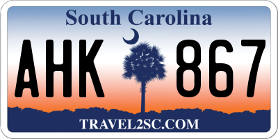 SC license plate AHK867