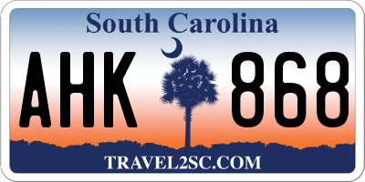 SC license plate AHK868