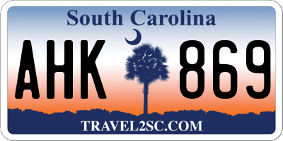 SC license plate AHK869