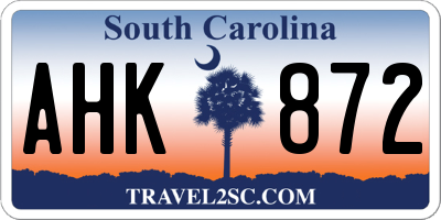 SC license plate AHK872
