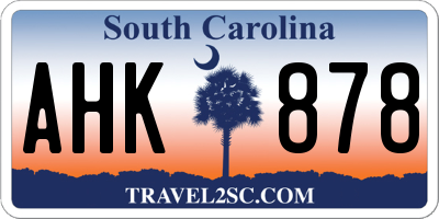 SC license plate AHK878