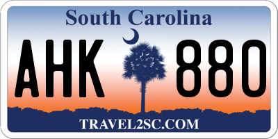 SC license plate AHK880