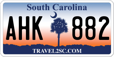 SC license plate AHK882