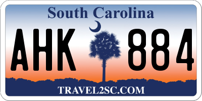 SC license plate AHK884