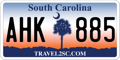 SC license plate AHK885