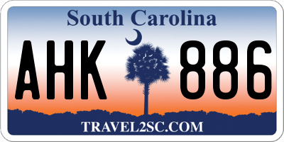 SC license plate AHK886
