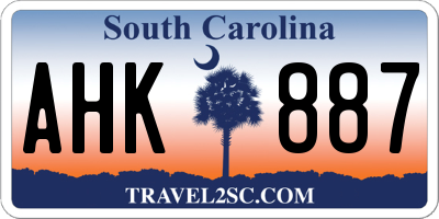 SC license plate AHK887