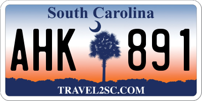 SC license plate AHK891