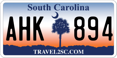 SC license plate AHK894