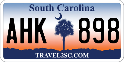 SC license plate AHK898